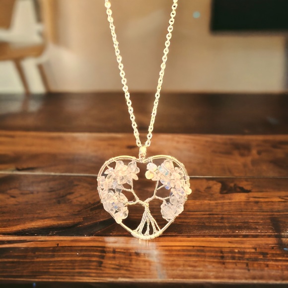 Tree of Life Silver Tone with Opalite Necklace - Picture 1 of 1